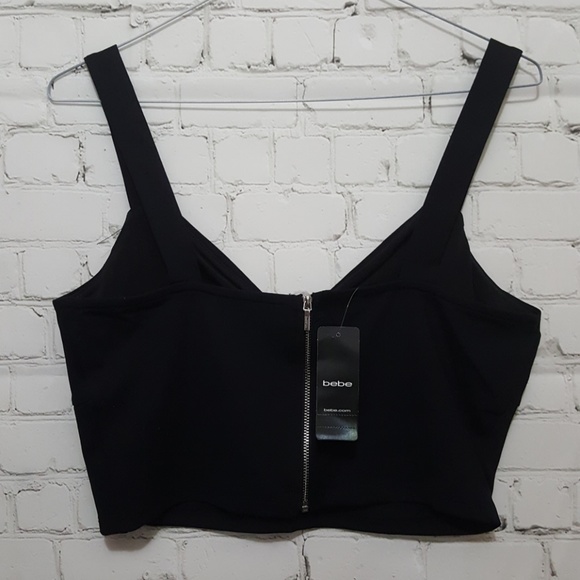 Bebe black bow crop top, NWT, size L - Picture 5 of 8